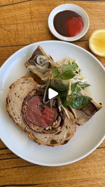 Asian combination beef pho Wellington baked in sourdough