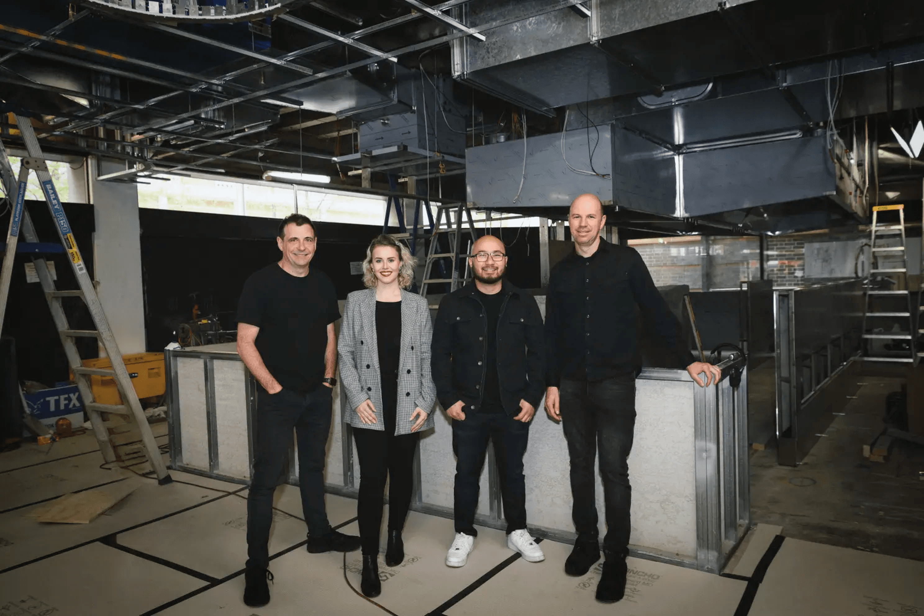 Chef Khanh Nguyen with the King Clarence team during venue fit-out